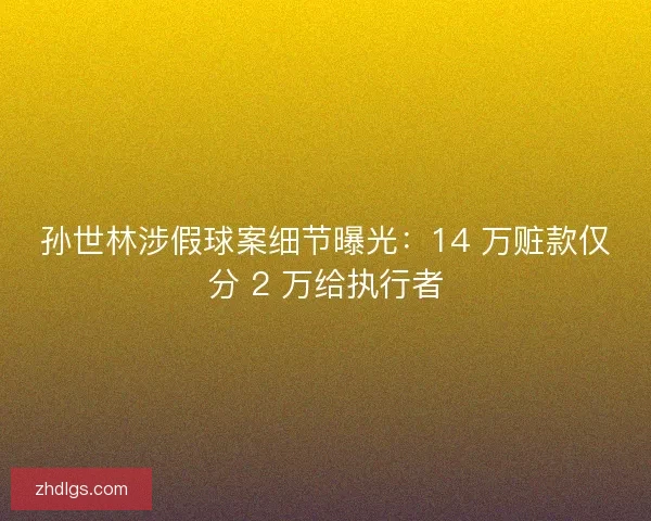 孙世林涉假球案细节曝光：14 万赃款仅分 2 万给执行者